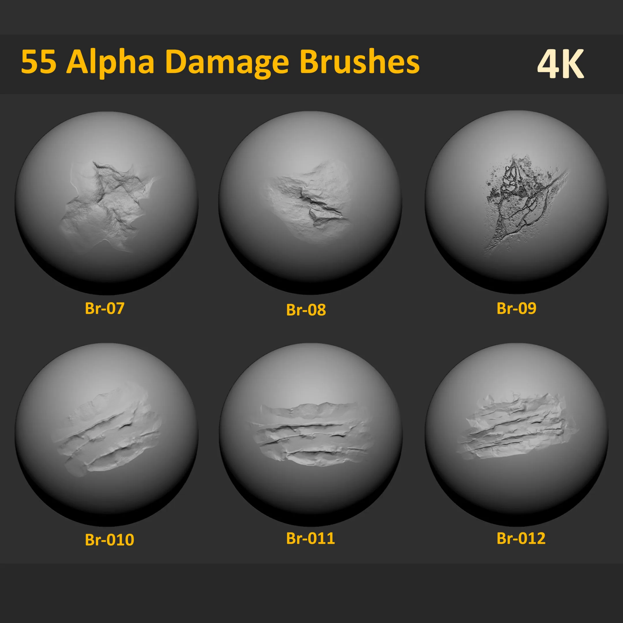 55 Zbrush Stone and Concrete Damage Brushes + Video Tutorial