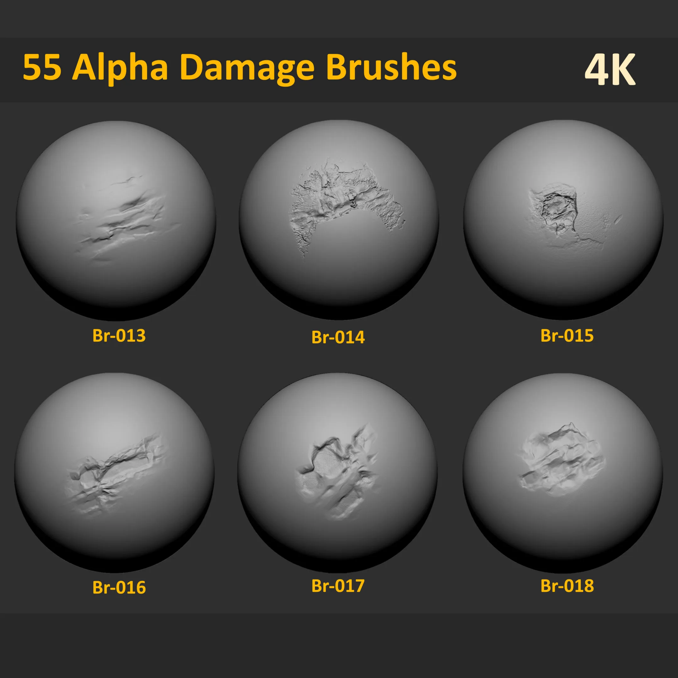 55 Zbrush Stone and Concrete Damage Brushes + Video Tutorial