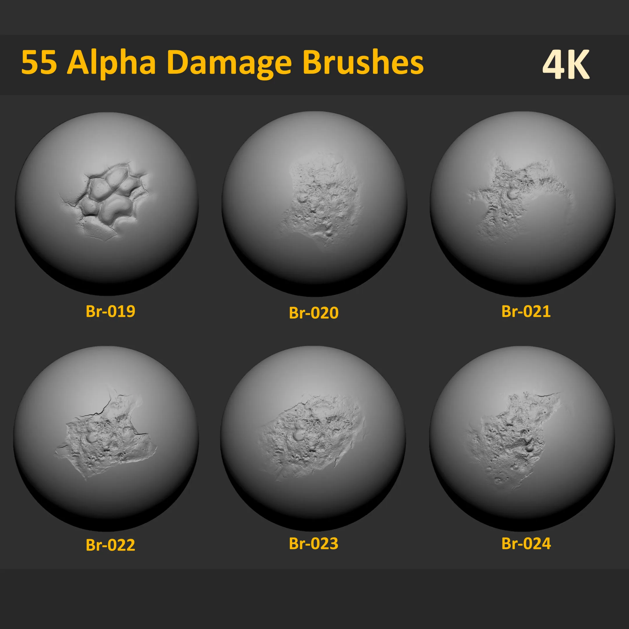 55 Zbrush Stone and Concrete Damage Brushes + Video Tutorial