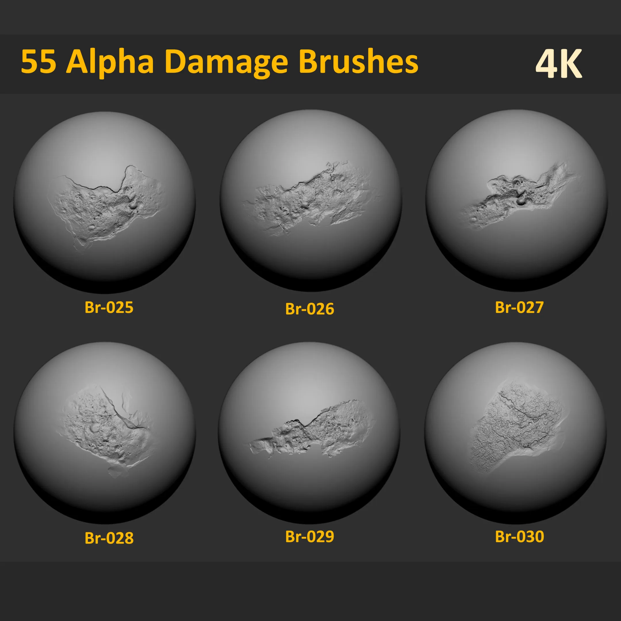 55 Zbrush Stone and Concrete Damage Brushes + Video Tutorial