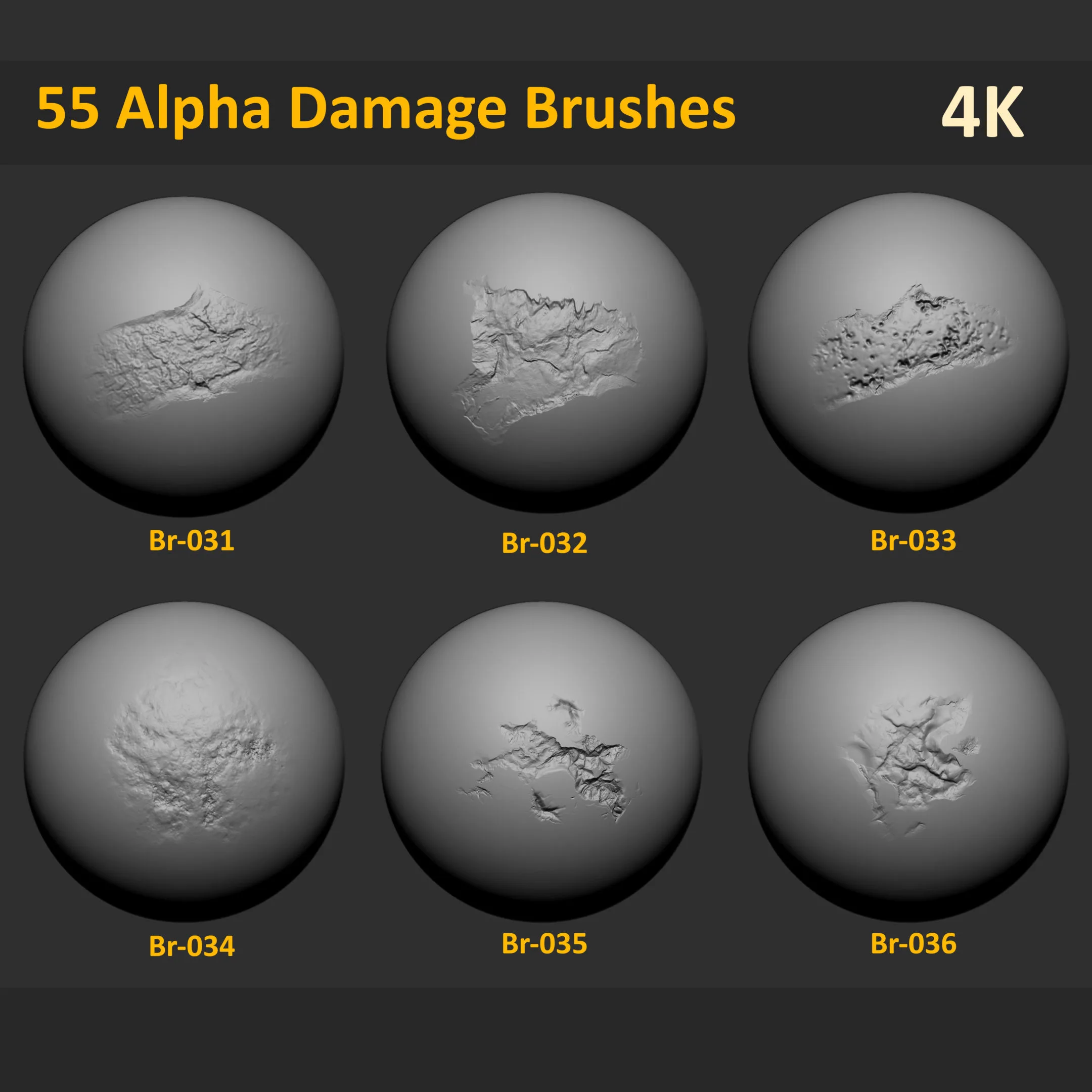 55 Zbrush Stone and Concrete Damage Brushes + Video Tutorial