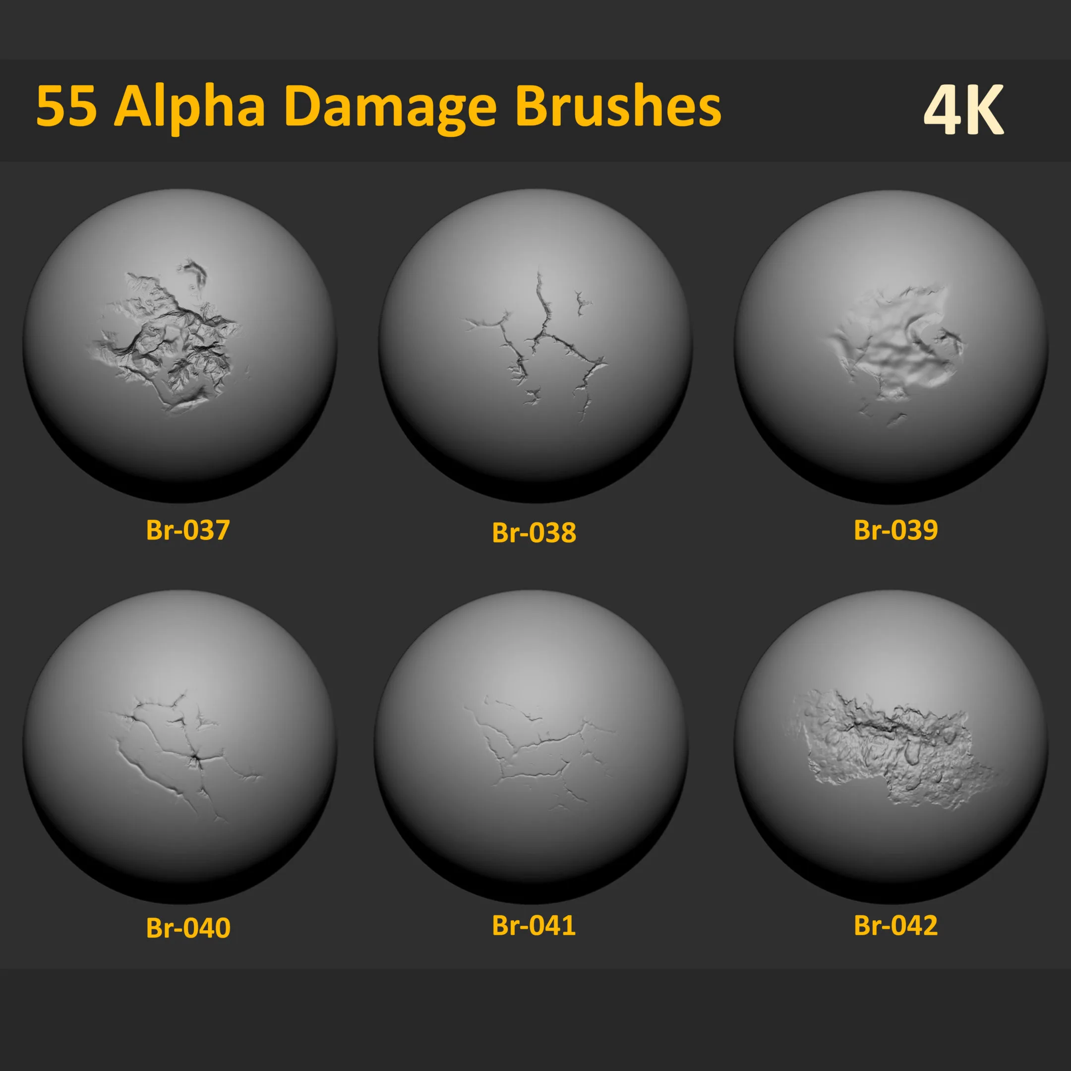55 Zbrush Stone and Concrete Damage Brushes + Video Tutorial