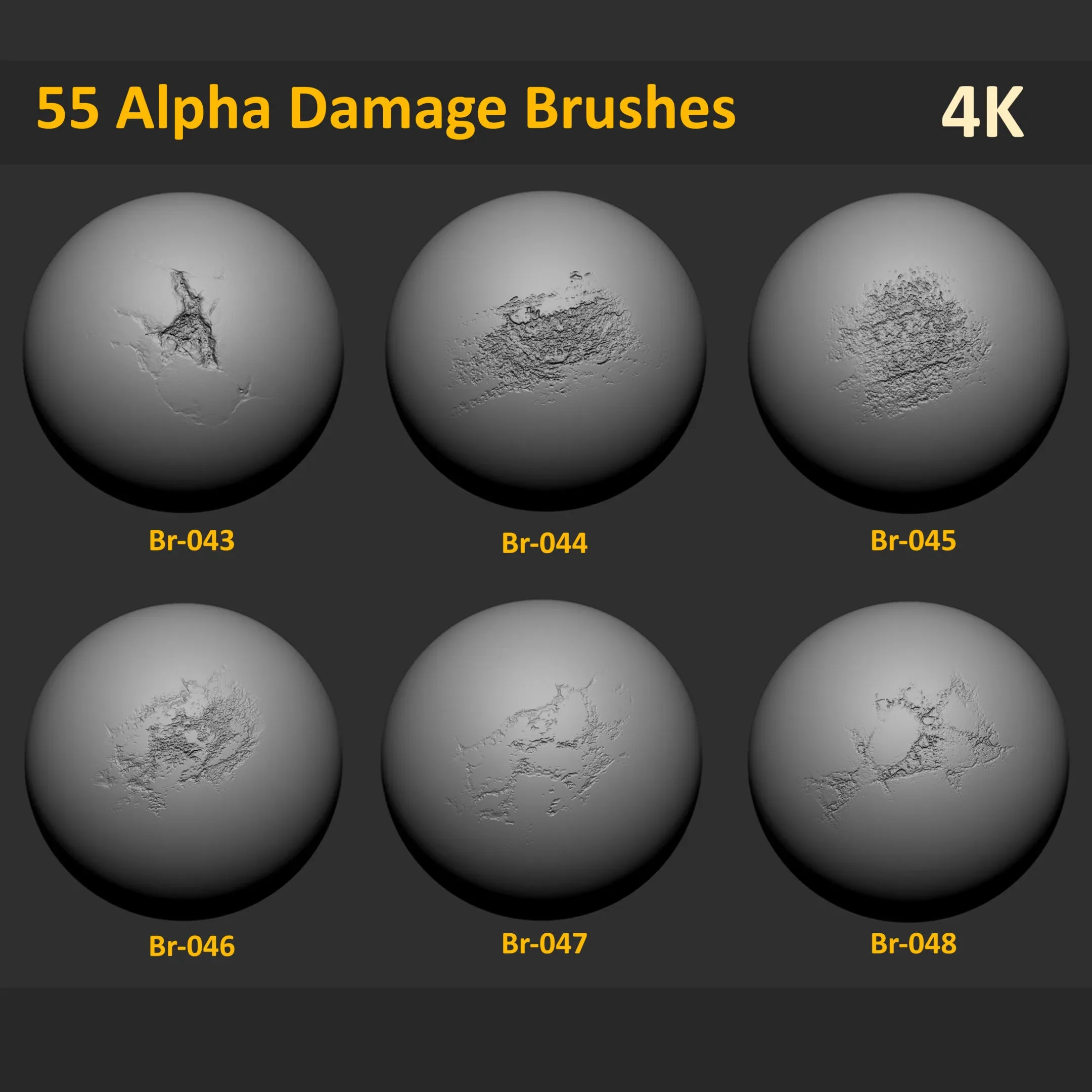 55 Zbrush Stone and Concrete Damage Brushes + Video Tutorial