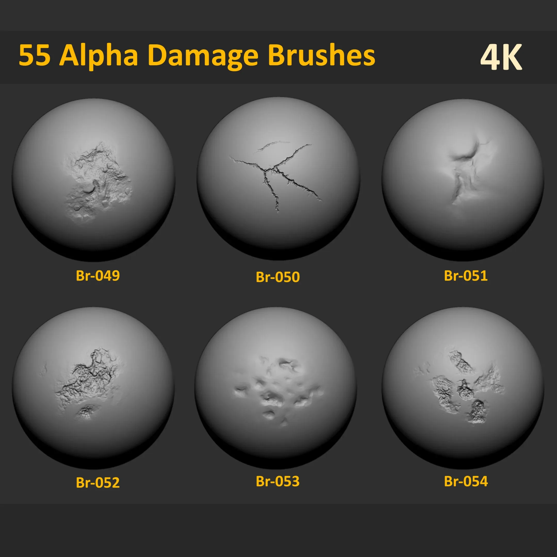 55 Zbrush Stone and Concrete Damage Brushes + Video Tutorial