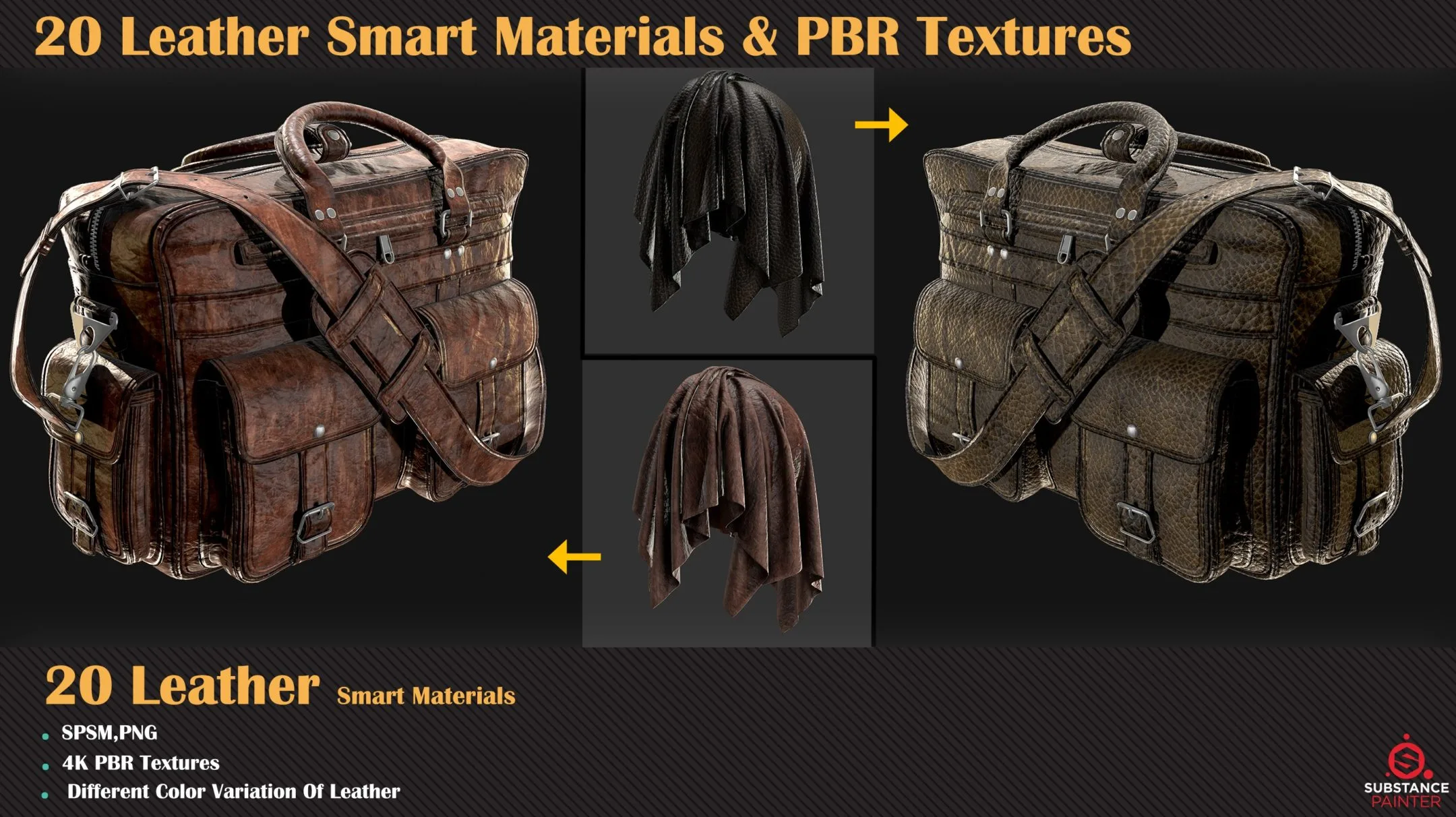 20 Leather Smart Materials + PBR Textures