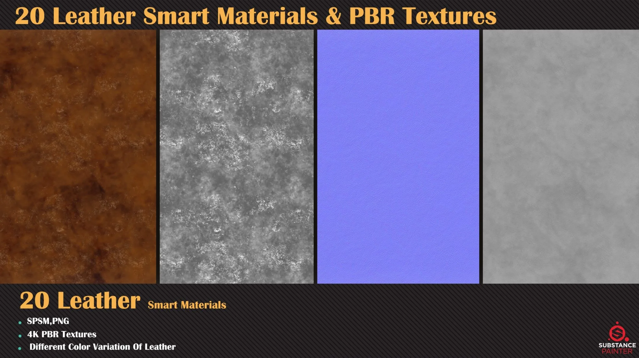 20 Leather Smart Materials + PBR Textures