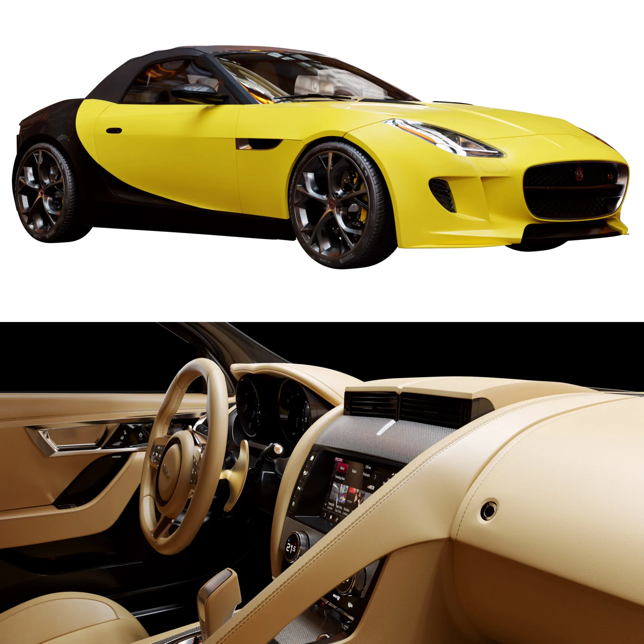 Jaguar F TYPE Convertible With HQ Interior 3D Model