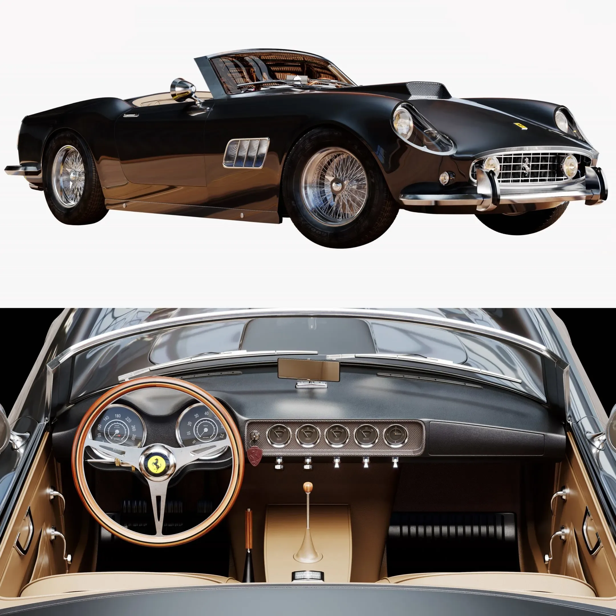 Ferrari 250 Gt Swb California Spyder With HQ Interior 3D Model