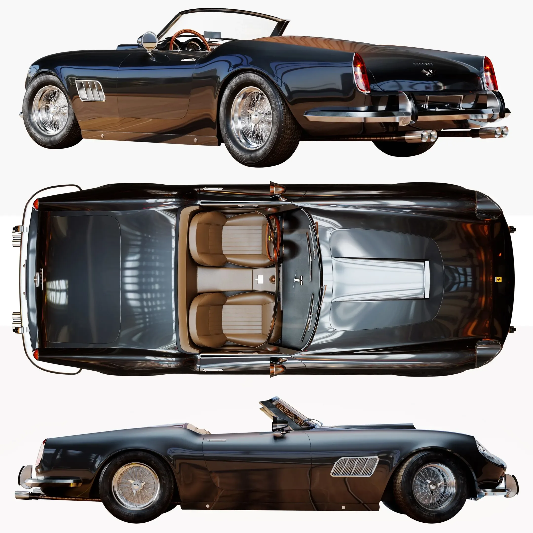 Ferrari 250 Gt Swb California Spyder With HQ Interior 3D Model