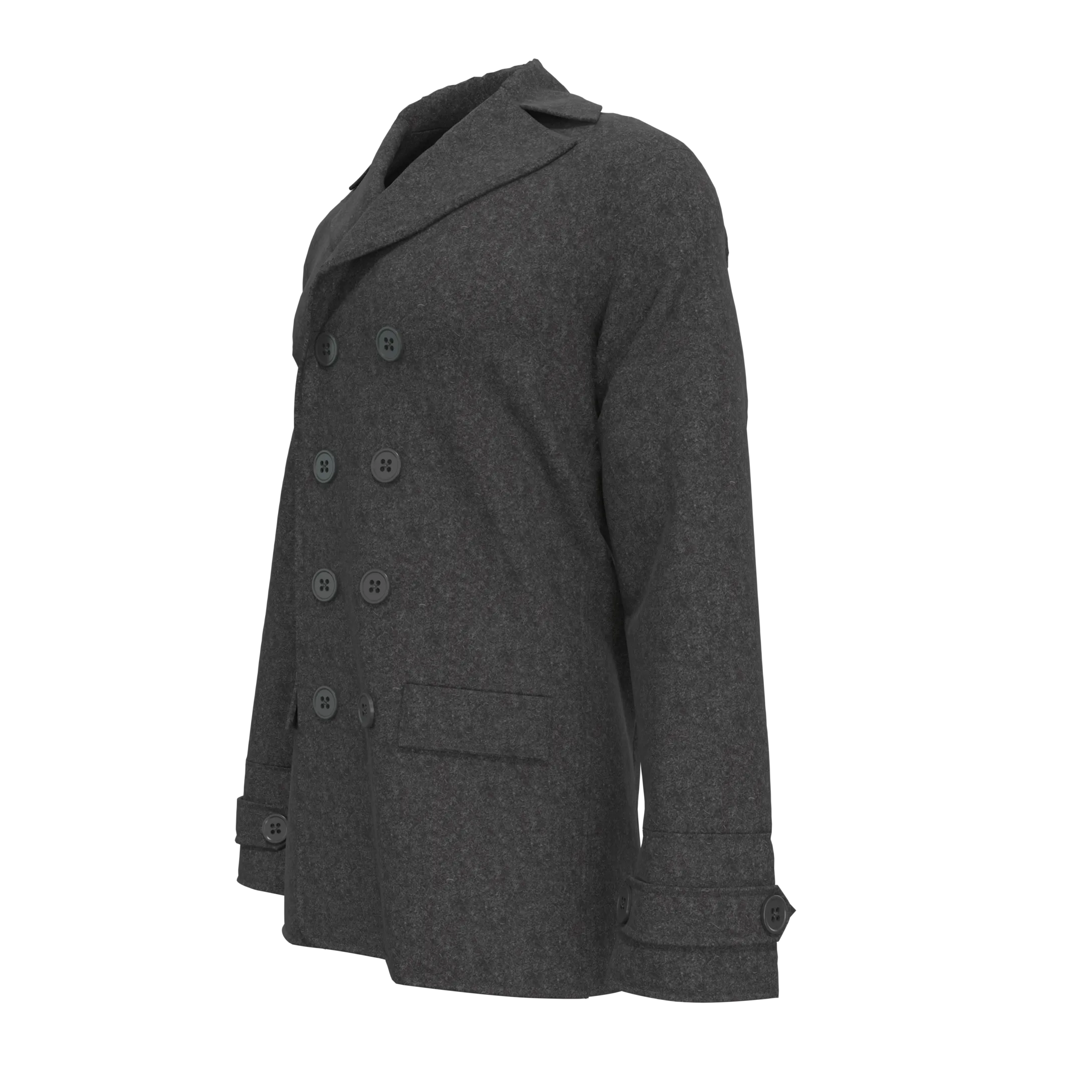 Wool Blend Peacoat - Marvelous Designer & Clo3d