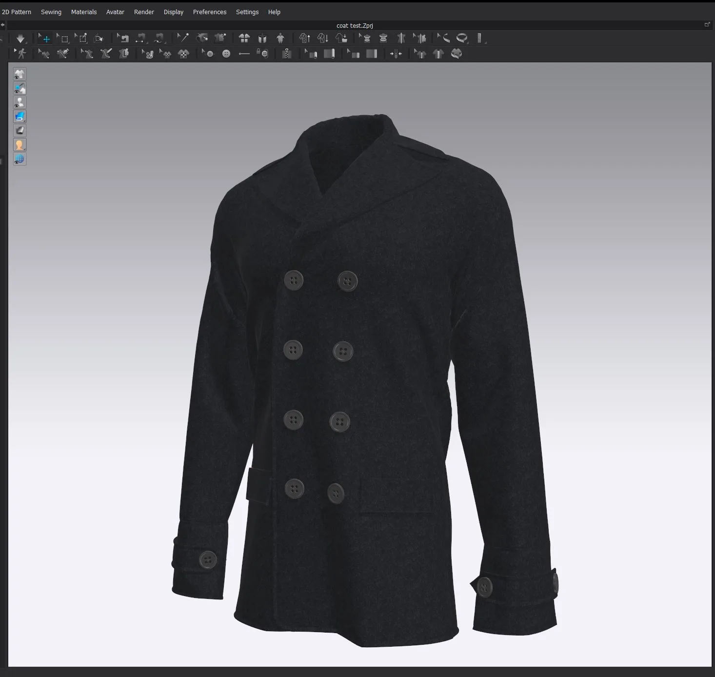 Wool Blend Peacoat - Marvelous Designer & Clo3d