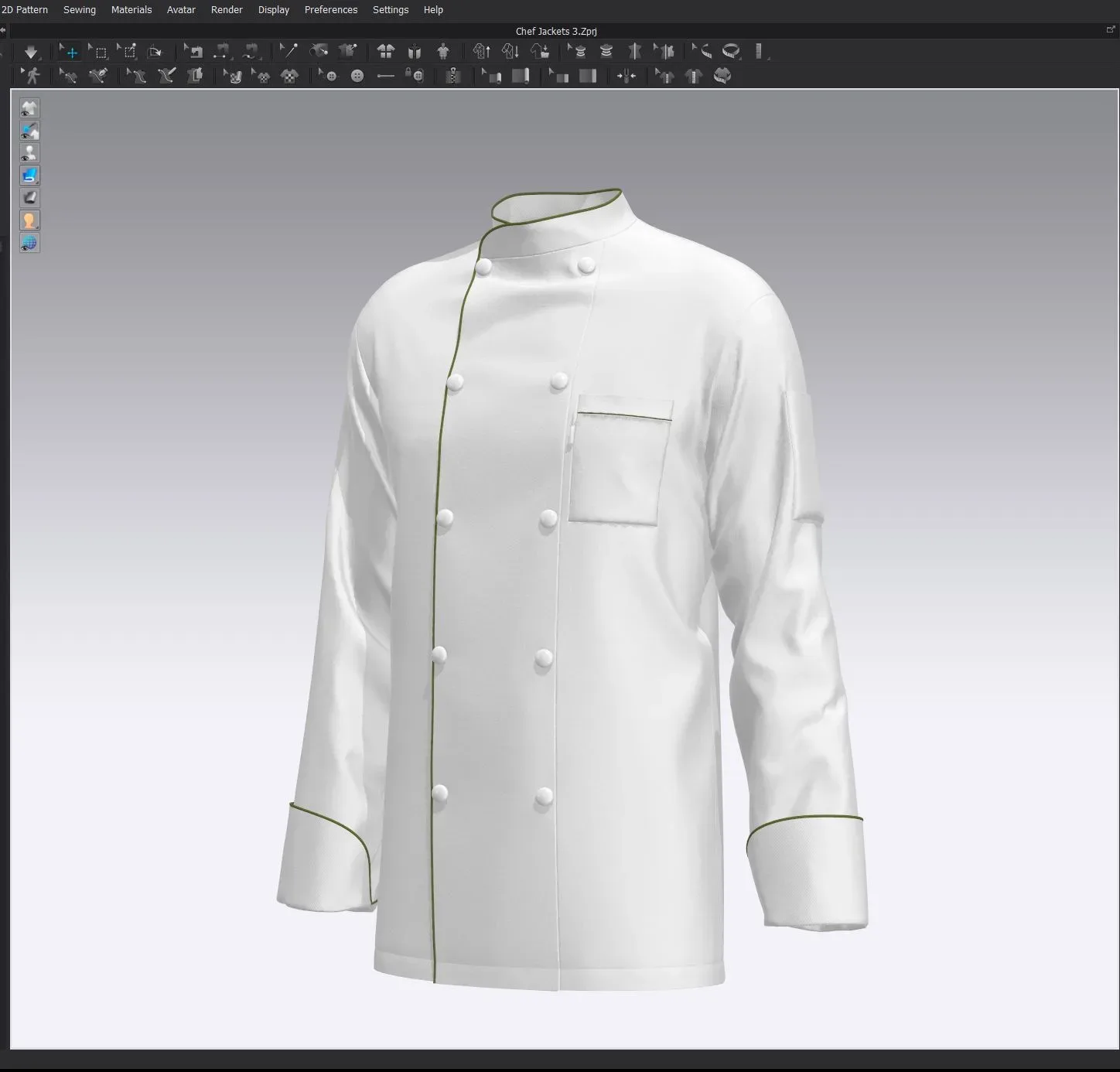 Chef Jacket - Marvelous Designer & Clo3d