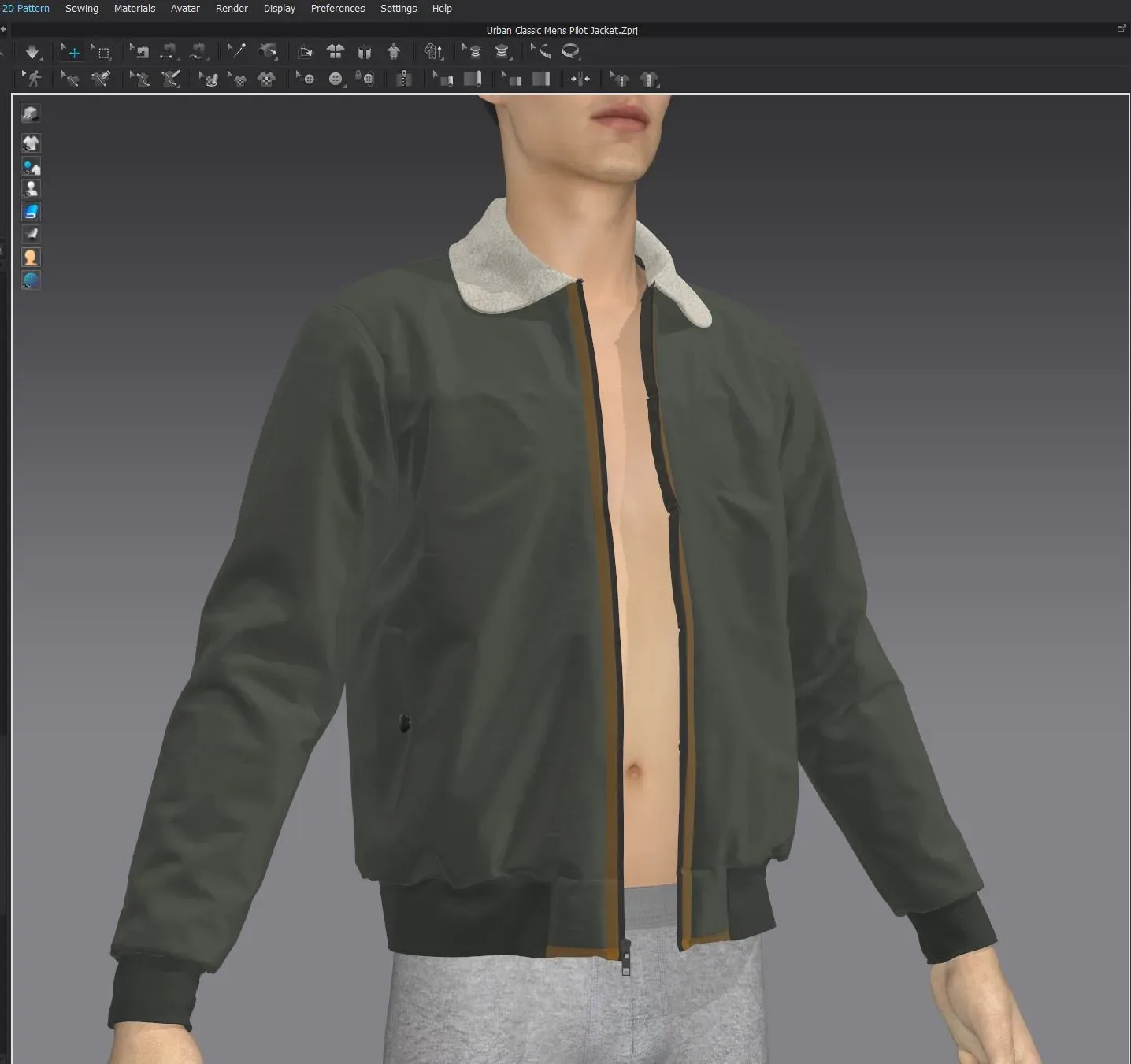 Urban Classic Men's Pilot Jacket - Marvelous Designer & Clo3d