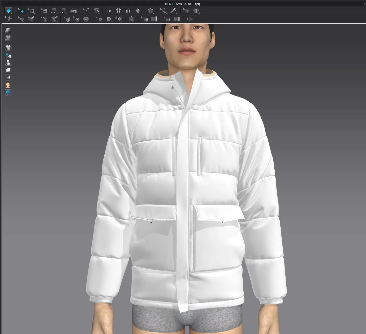 Men Down Jacket - Marvelous Designer - Clo3d