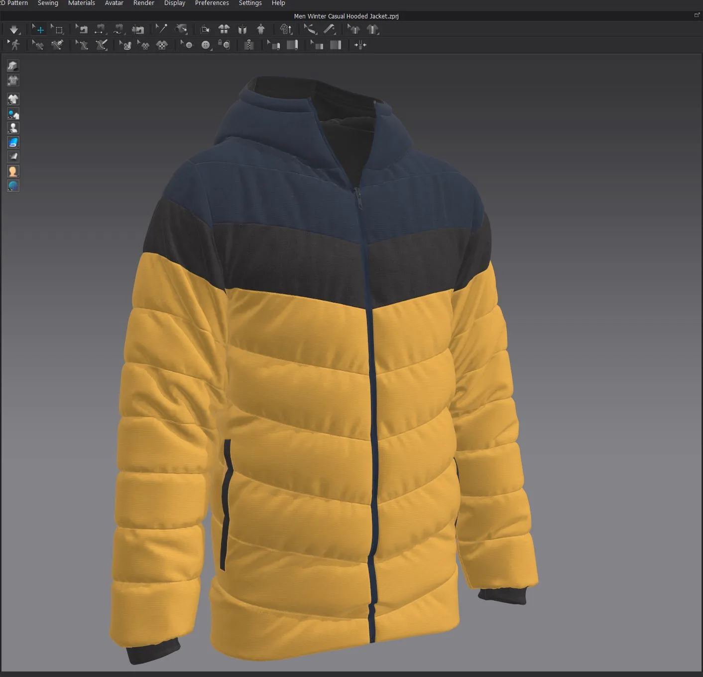 Men Winter Casual Hooded Jacket - Marvelous designer - Clo3d