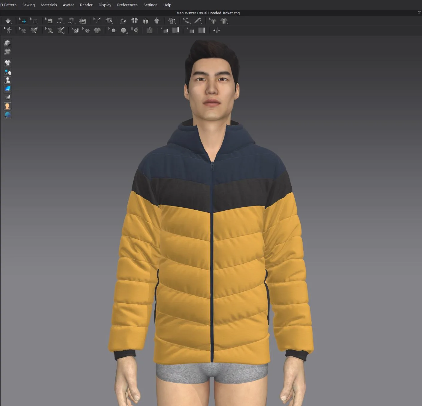 Men Winter Casual Hooded Jacket - Marvelous designer - Clo3d