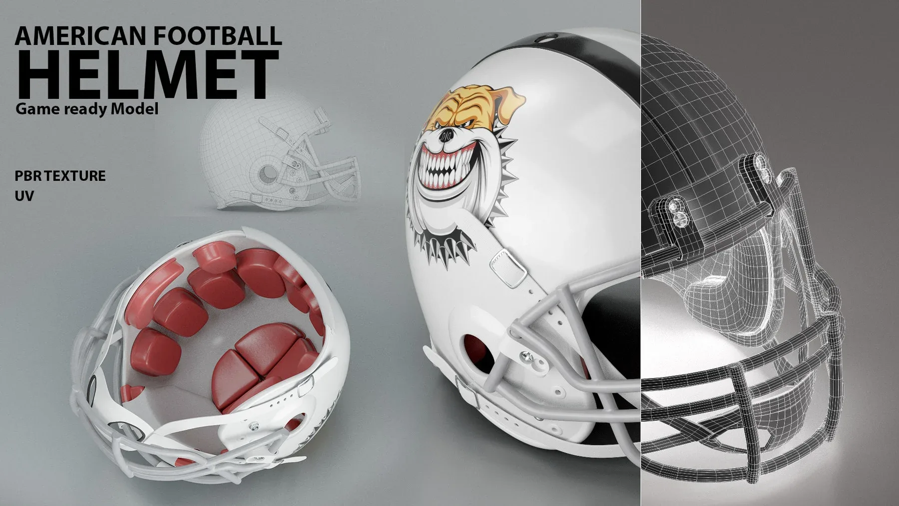 American Football Helmet ( Game Ready Model / PBR Texture / UV )