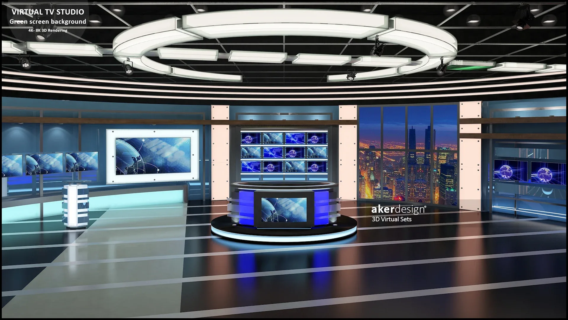 Virtual TV Studio Green Screen Background. Collection Vol.1. 9PCS Design