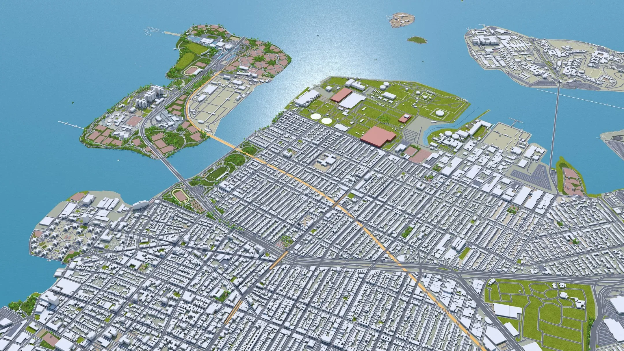 Queens City New York 3D Model 60KM