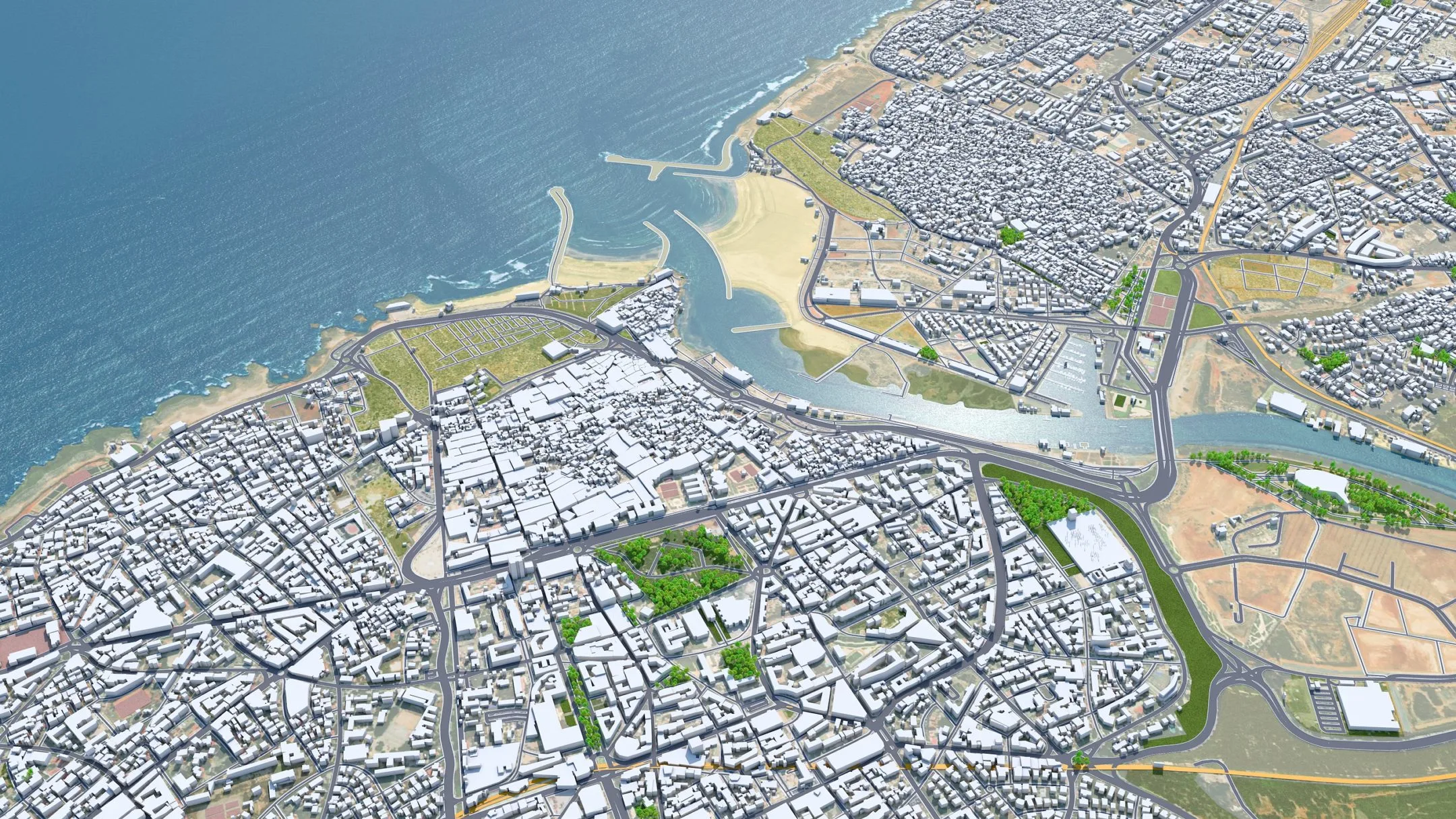 Rabat City Morocco 3D Model 30KM