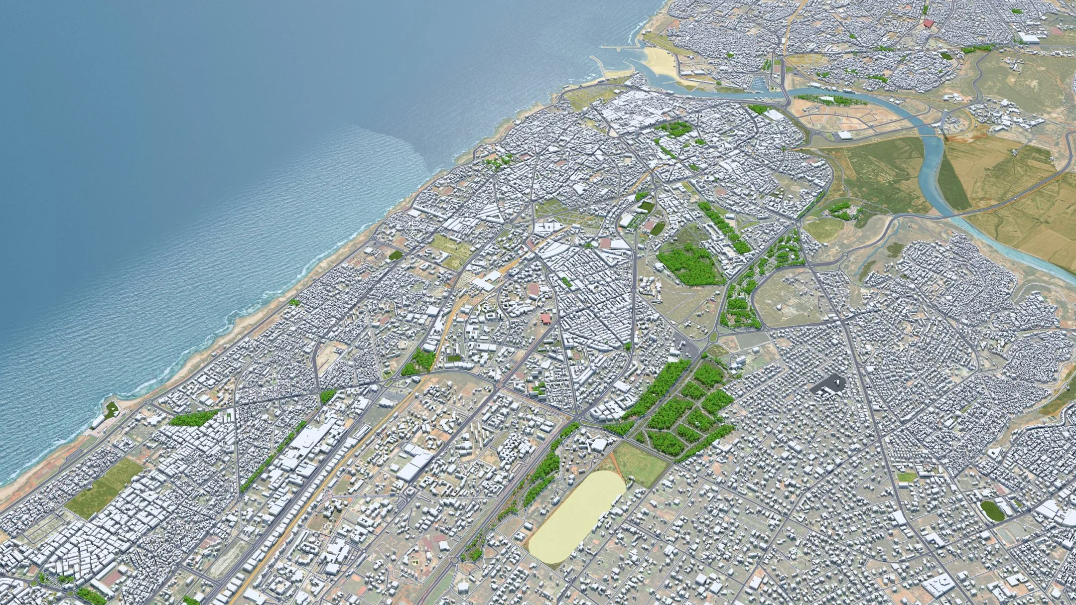 Rabat City Morocco 3D Model 30KM