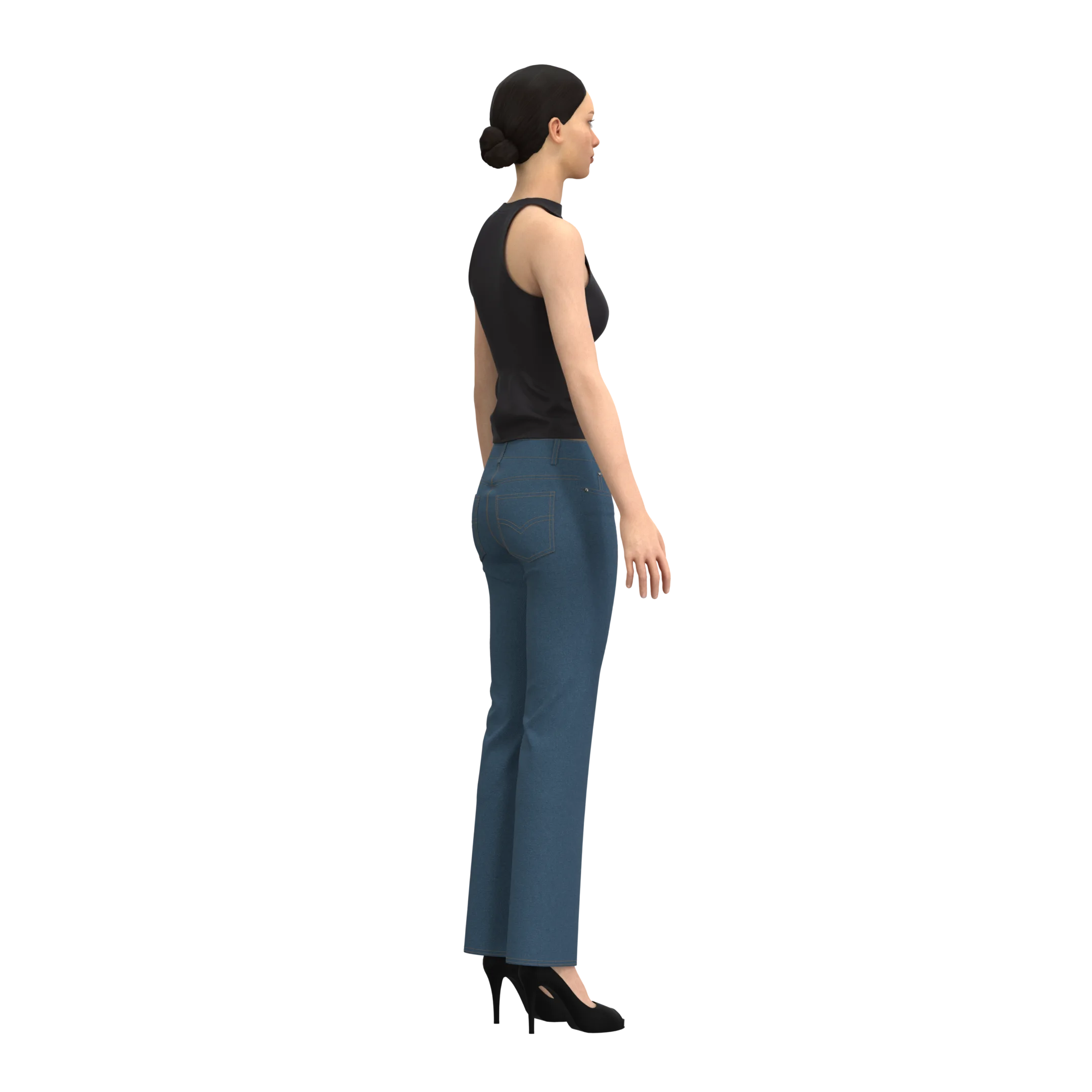 Jeans And Neck Crop Top - Marvelous Designer - Clo3d