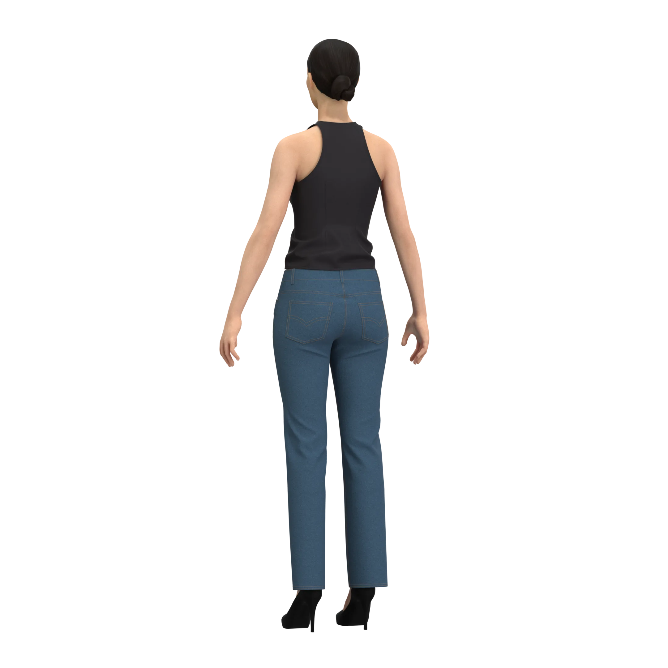 Jeans And Neck Crop Top - Marvelous Designer - Clo3d