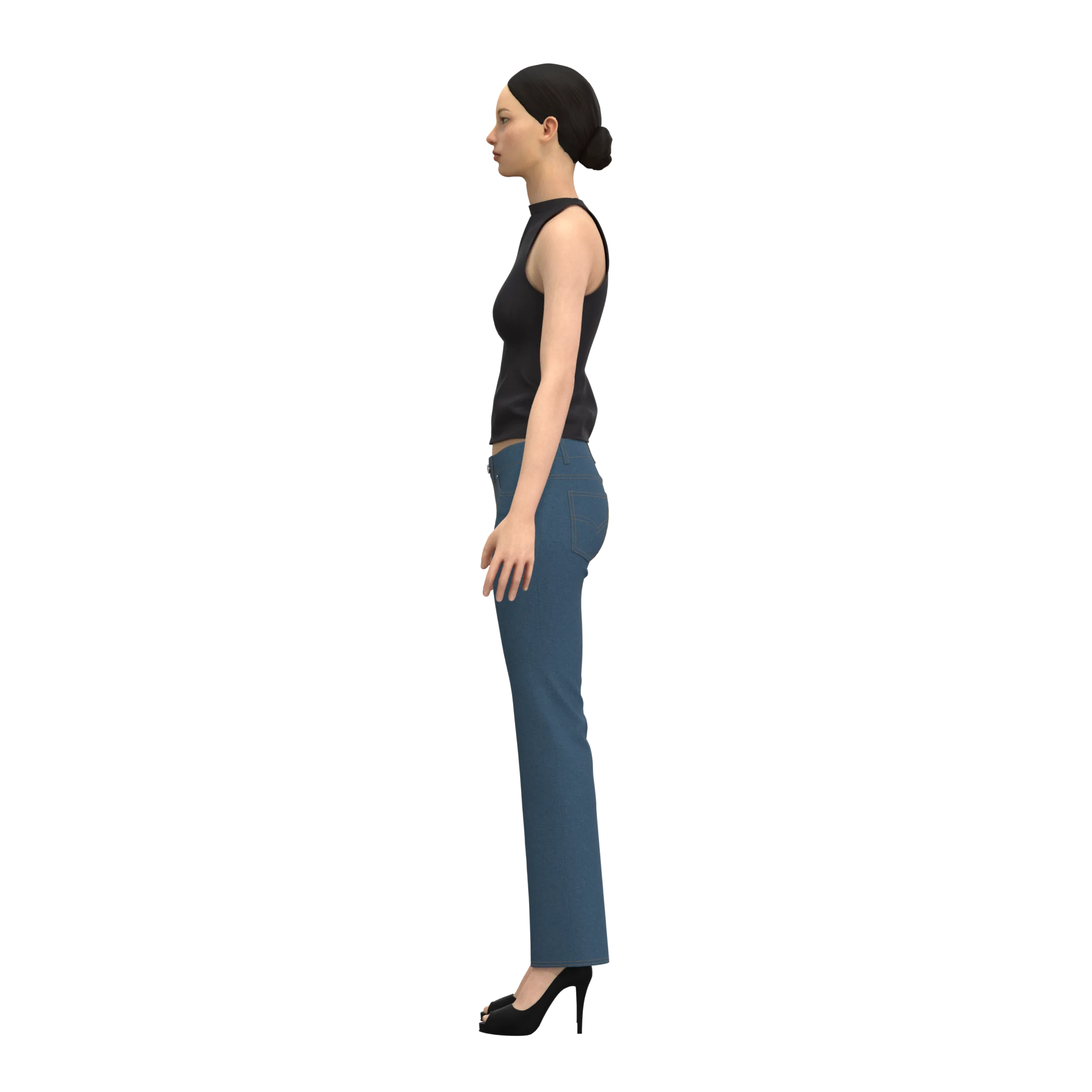 Jeans And Neck Crop Top - Marvelous Designer - Clo3d