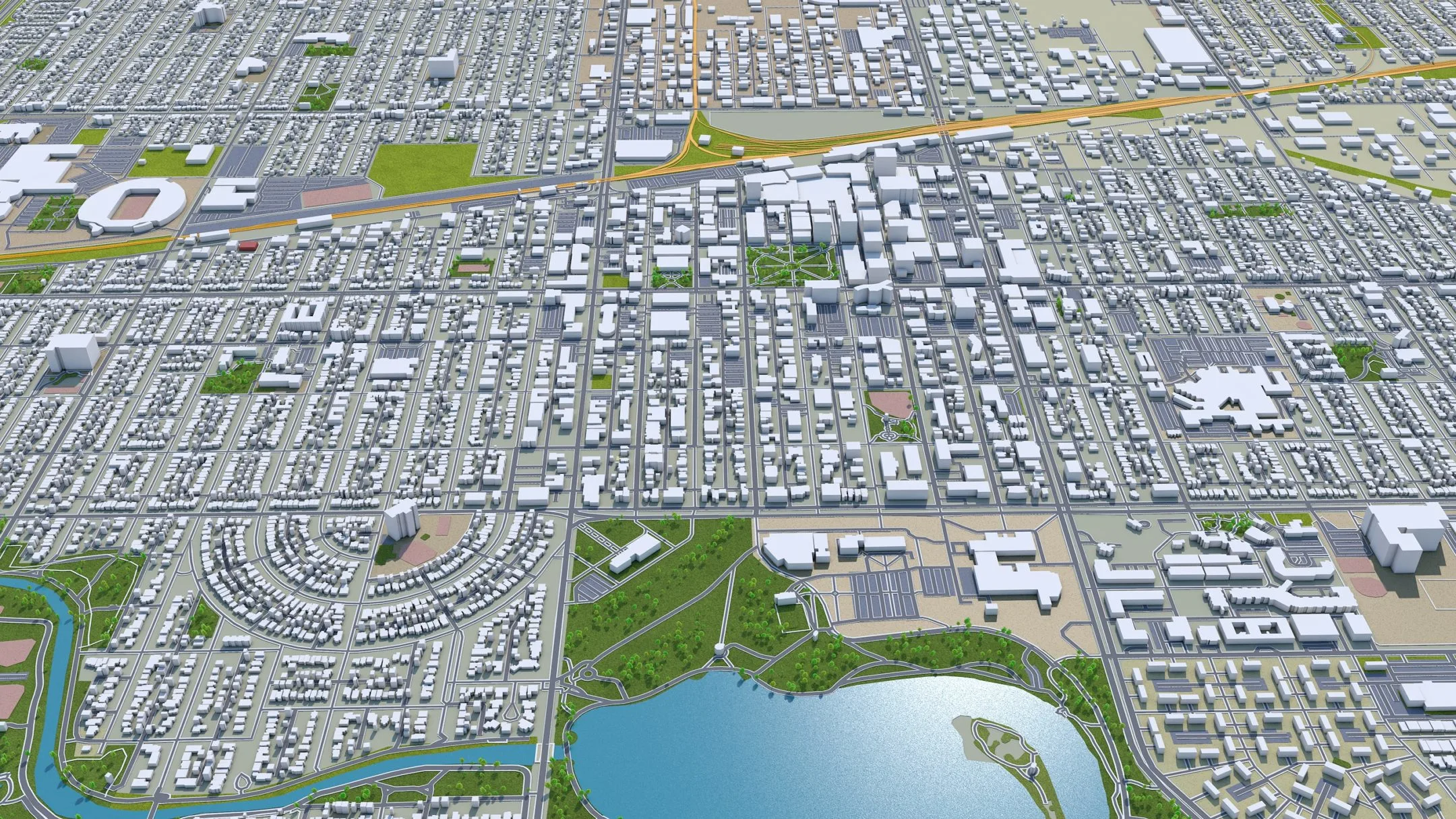Regina City Canada 3D Model 30KM