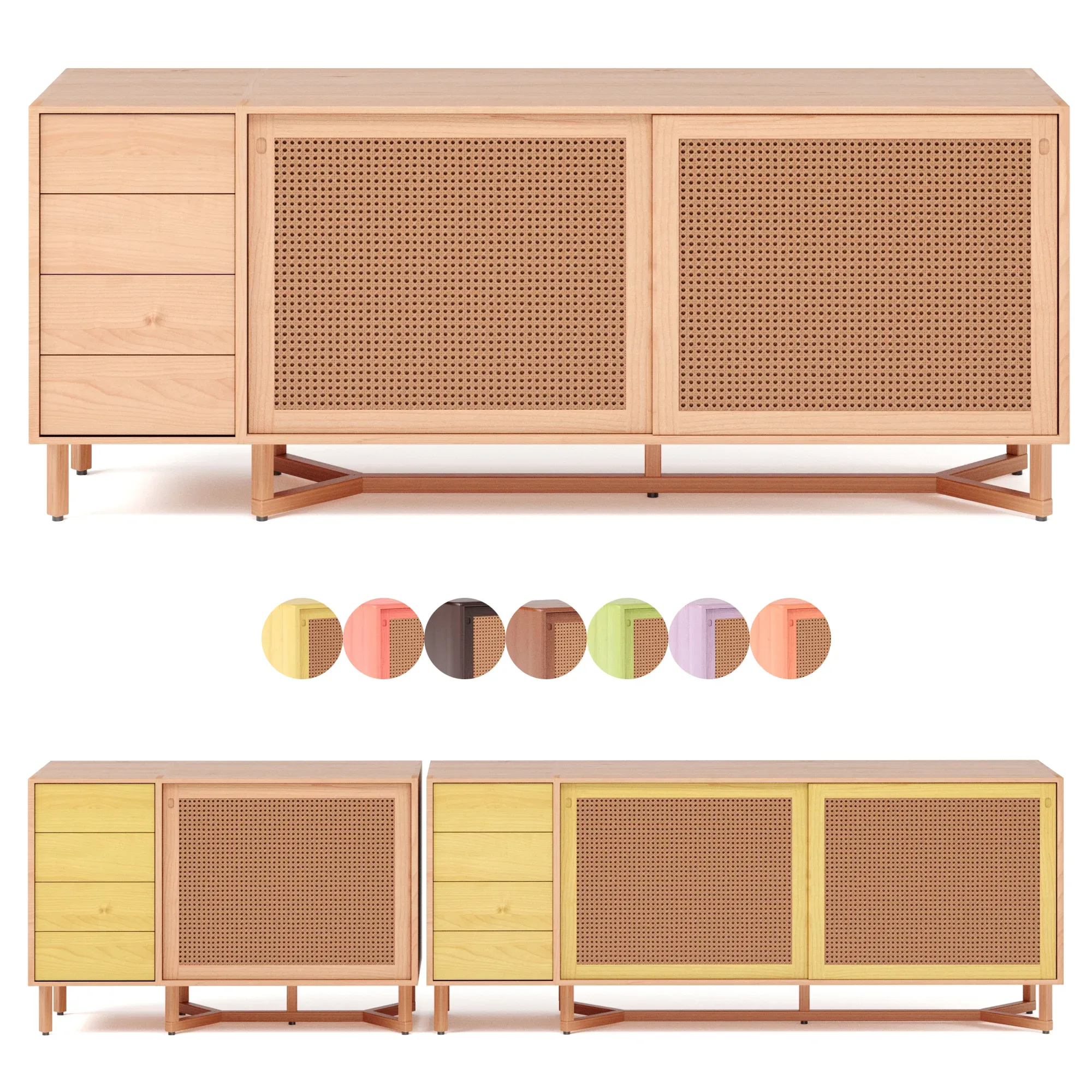 Sidebar No3 - Sideboard with Drawers By Adjustable Color