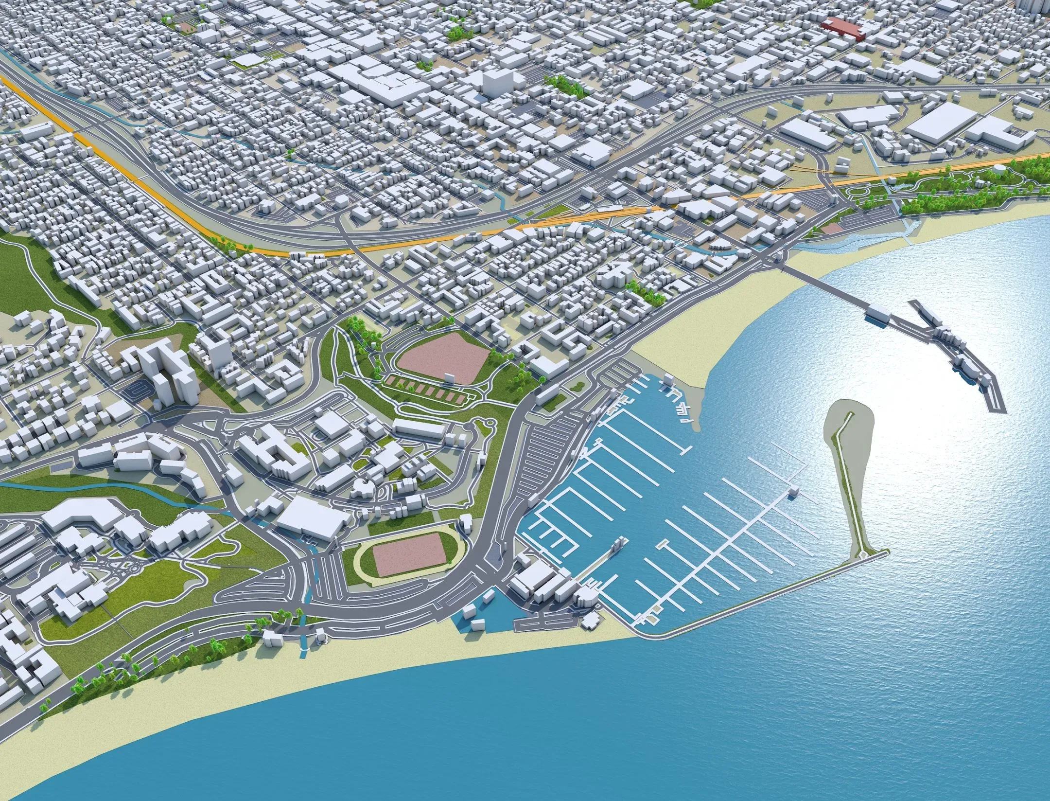 Santa Barbara City California USA 3D Model 40KM