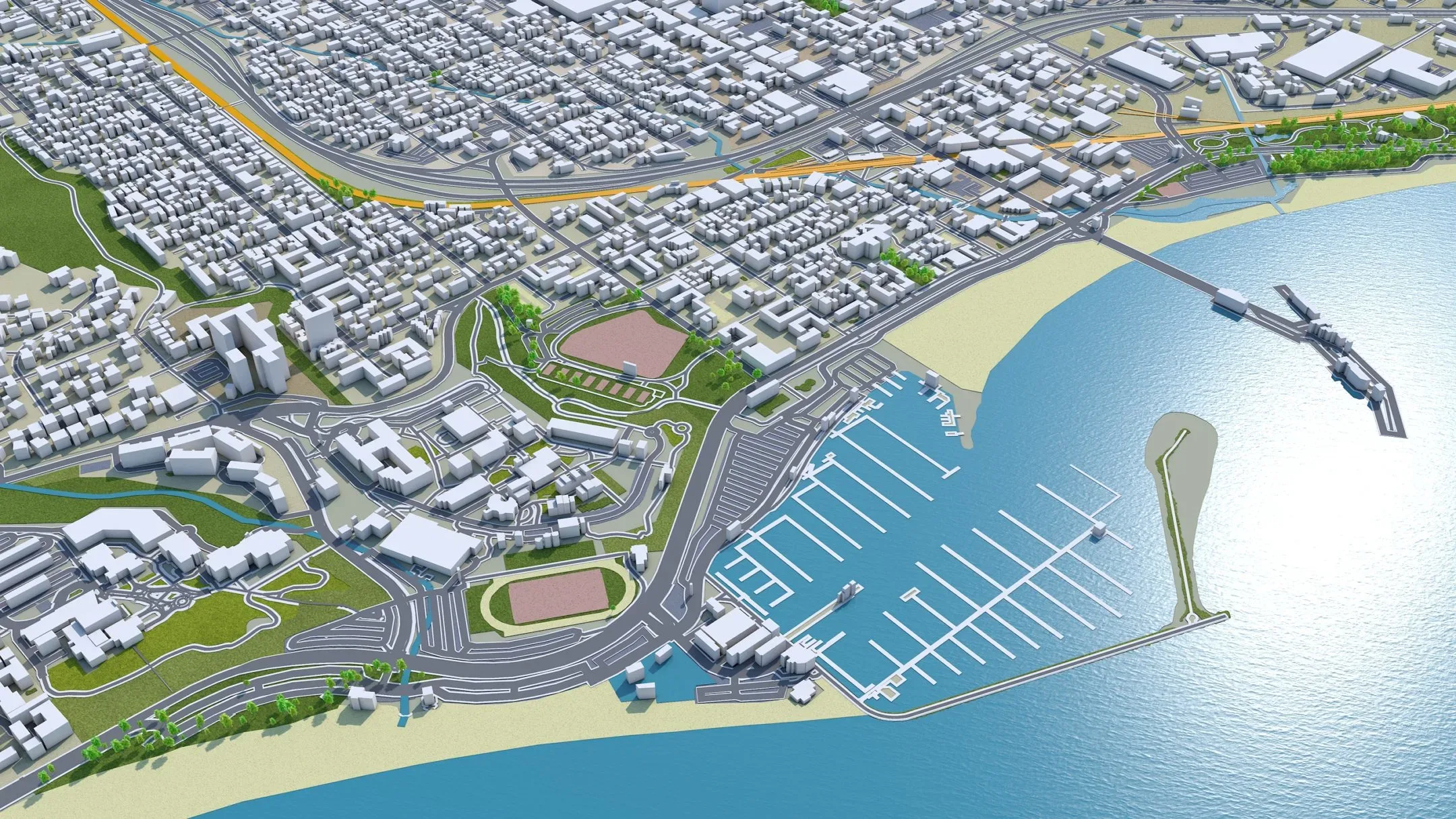 Santa Barbara City California USA 3D Model 40KM