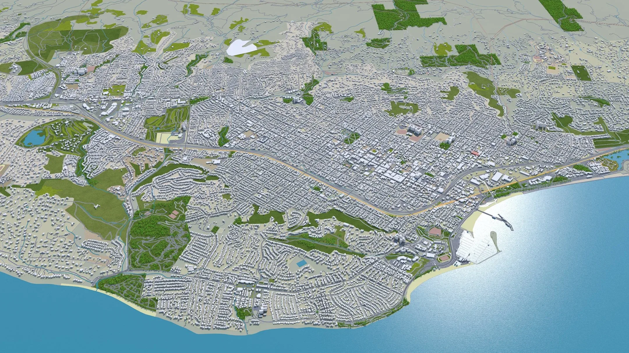 Santa Barbara City California USA 3D Model 40KM
