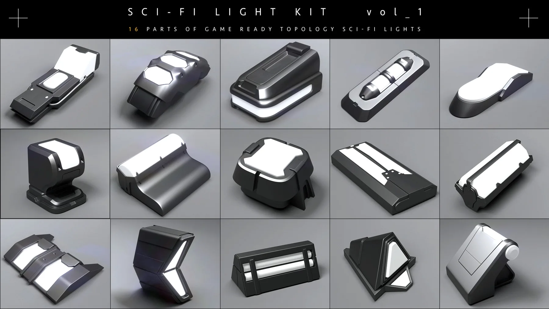 Sci-fi Light Kit [Game Ready Topology ] [Zbrush IMM Brushes]
