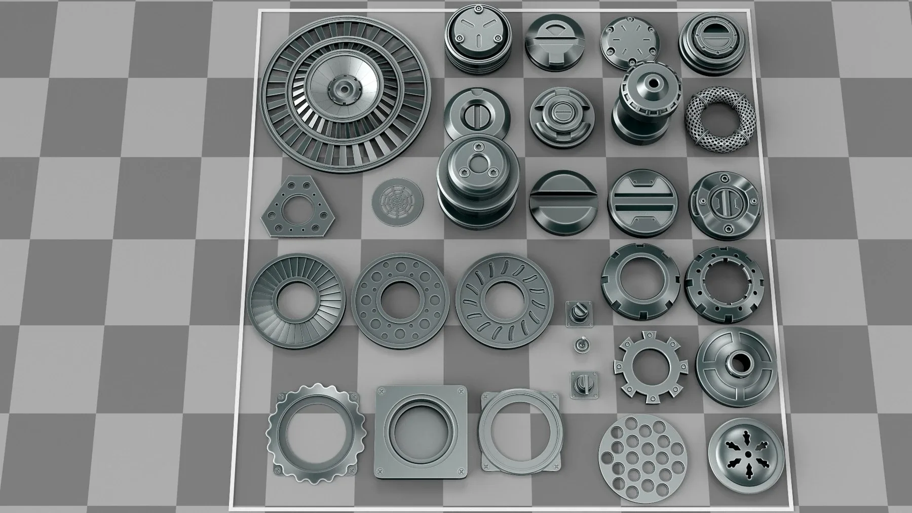 100+ Steampunk Kitbash Pack (Zbrush IMM Brushes) Game Ready Topology