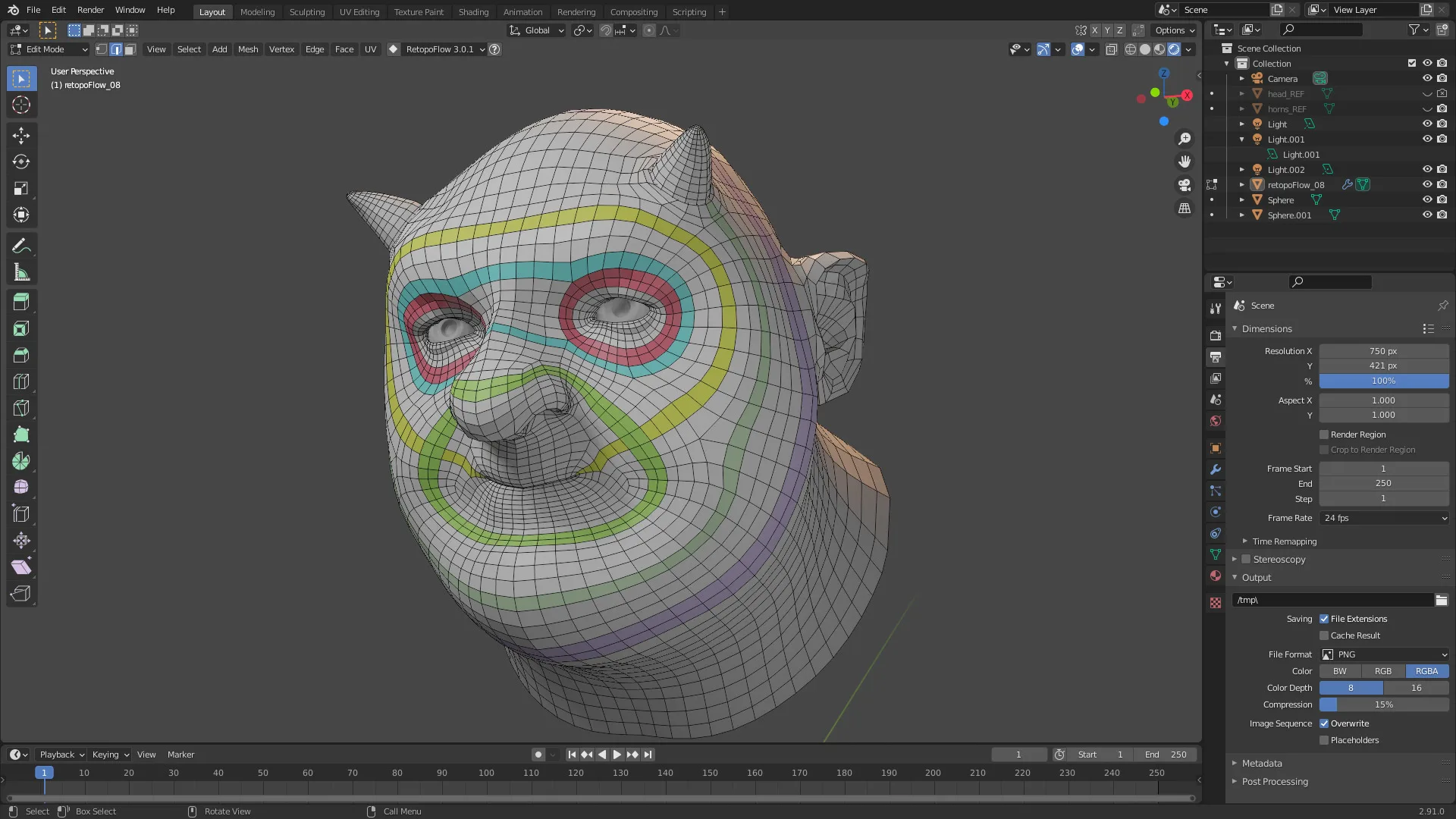 Retopologizing a Head With RetopoFlow 3