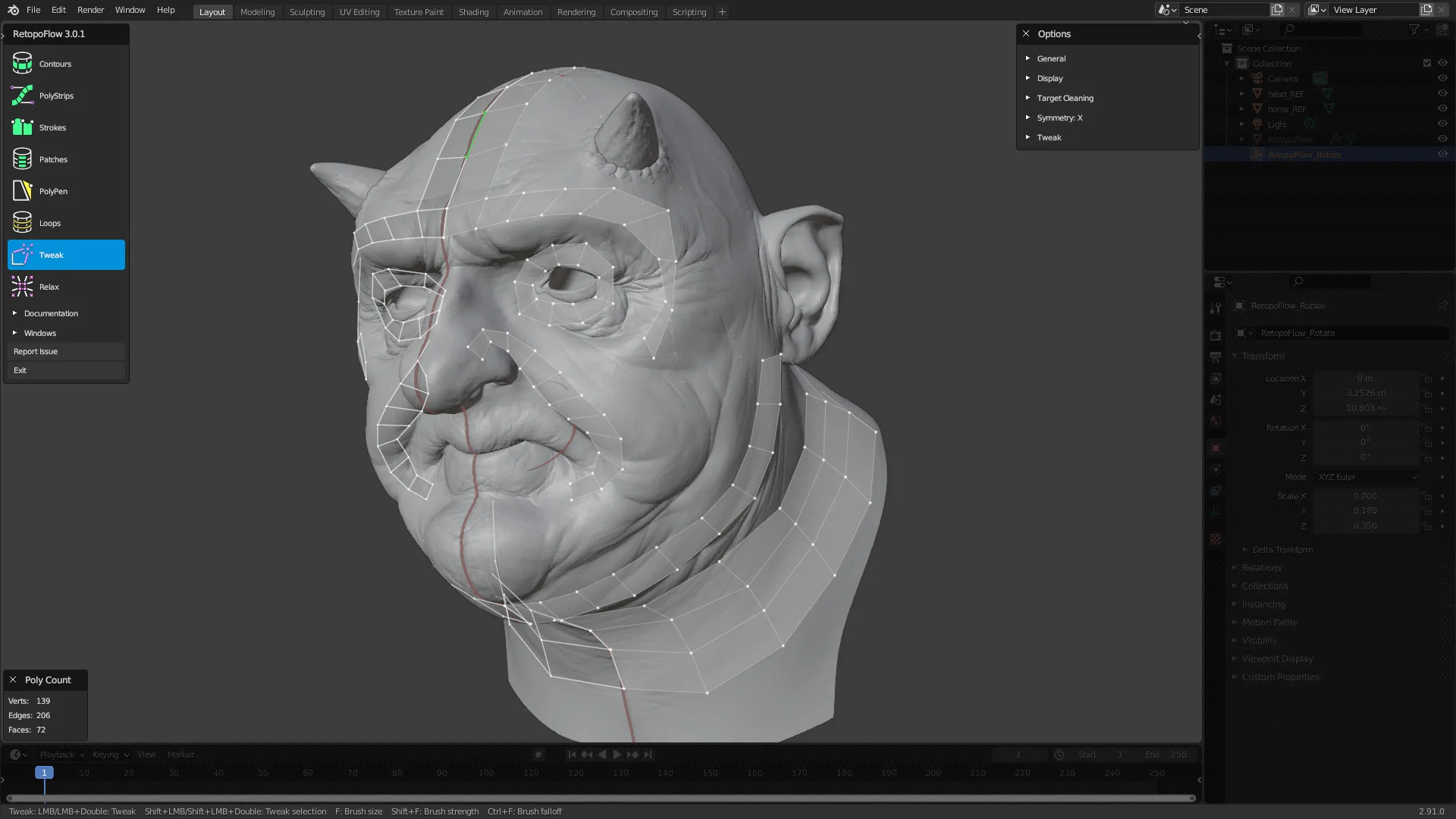 Retopologizing a Head With RetopoFlow 3