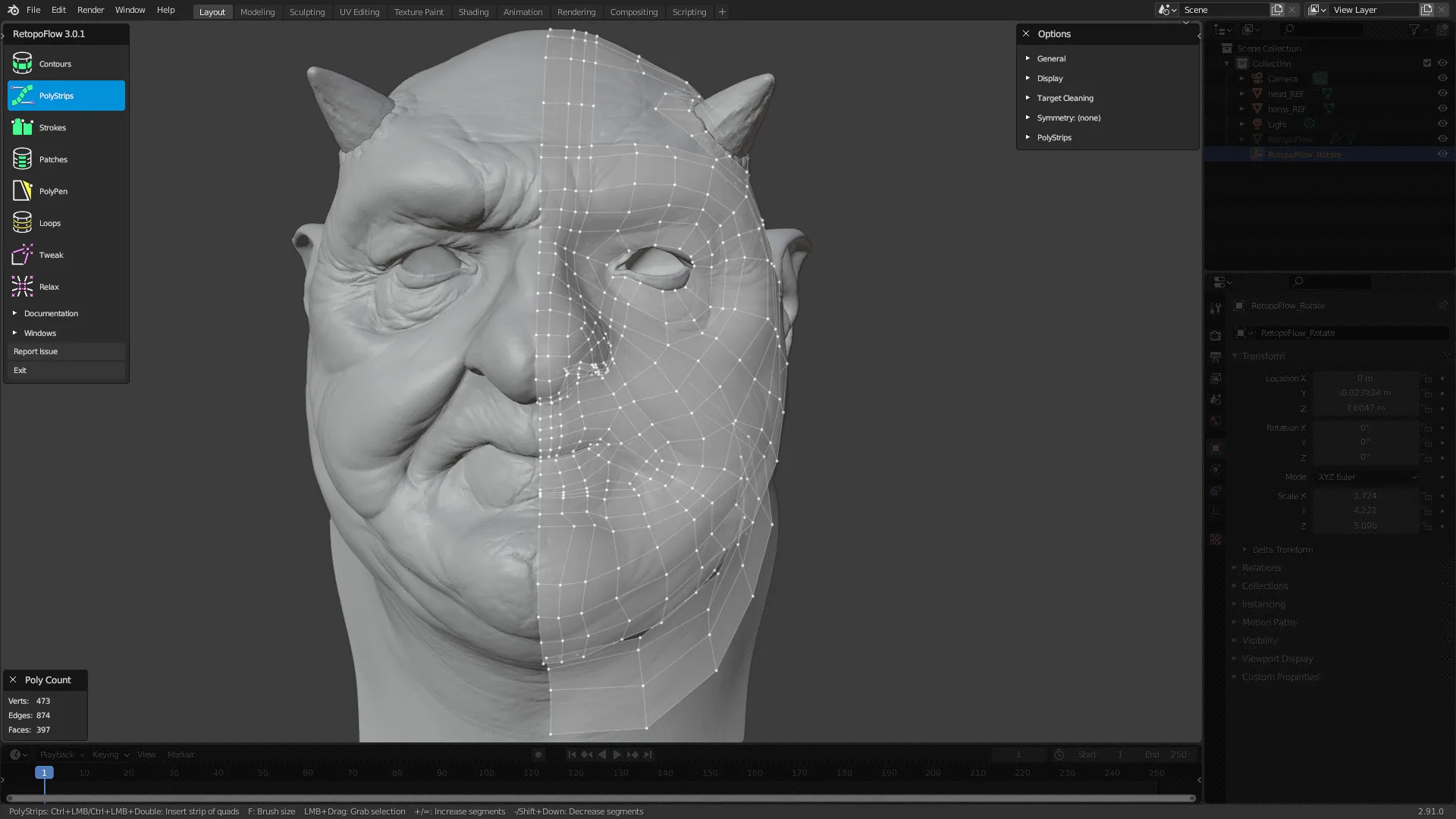 Retopologizing a Head With RetopoFlow 3