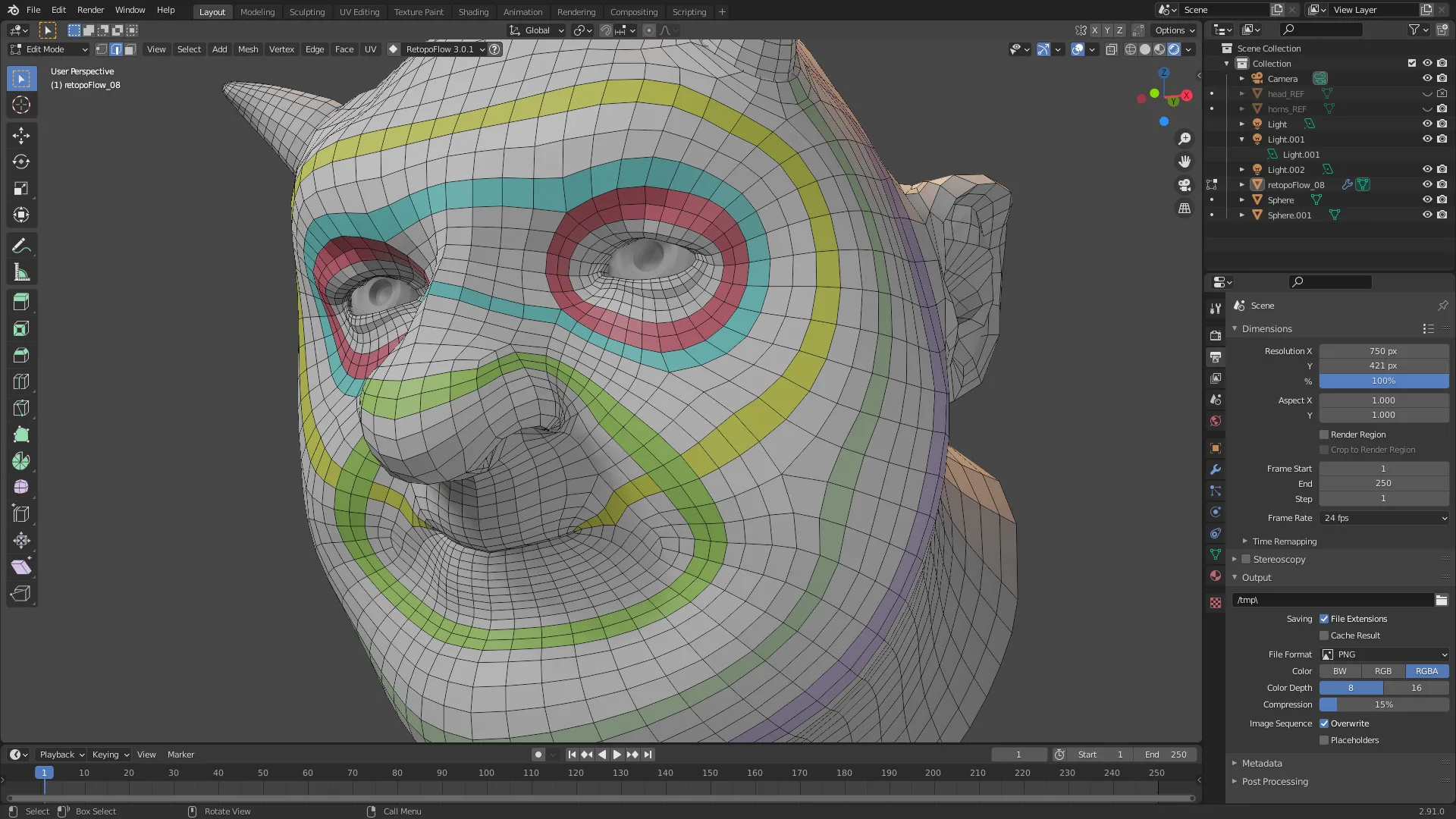 Retopologizing a Head With RetopoFlow 3