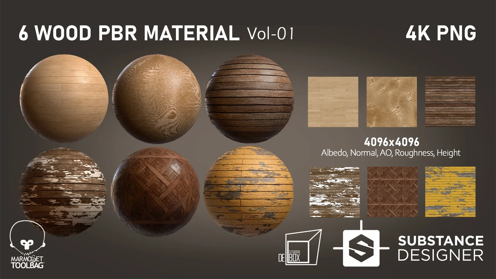 6 Wood PBR Material Vol 01