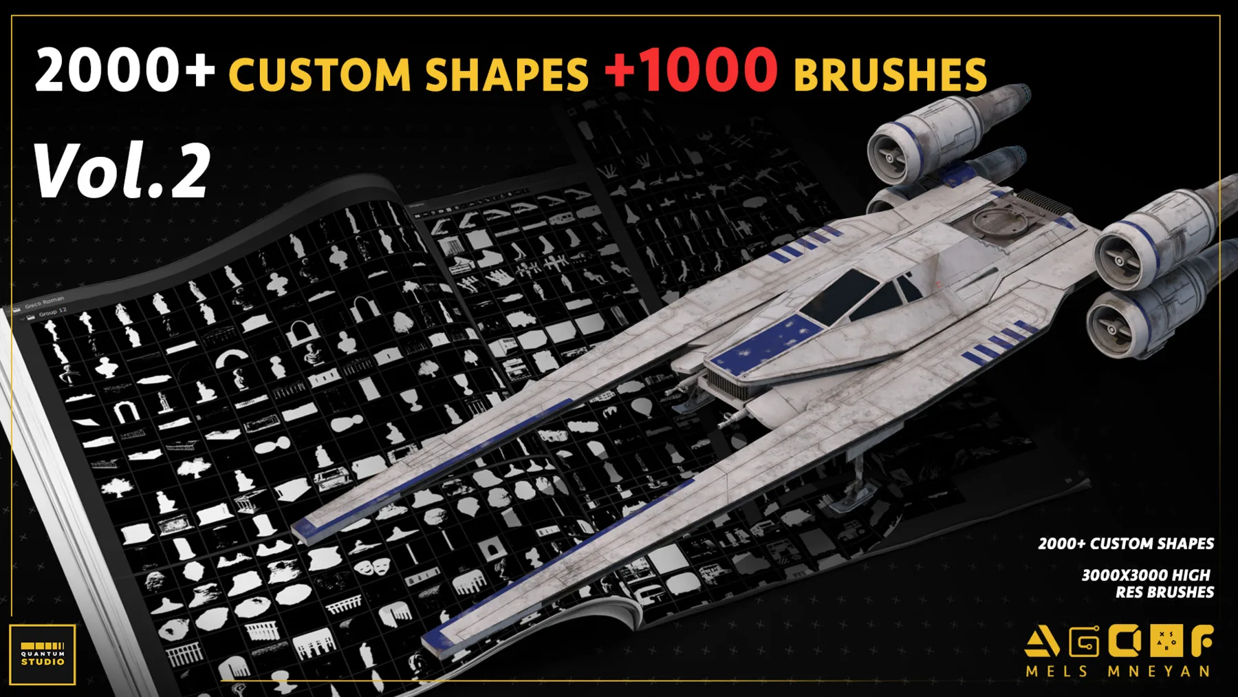 2000+ Custom Shapes 1000+ Kitbash Brushes for Concept Art (DEMO VIDEO) Mega Pack vol.2