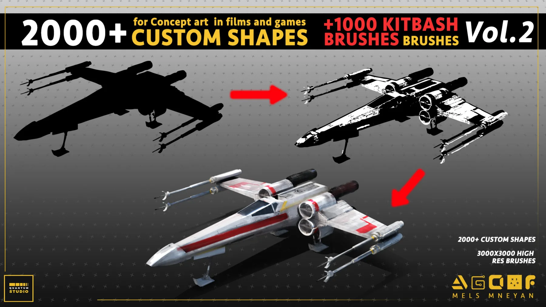 2000+ Custom Shapes 1000+ Kitbash Brushes for Concept Art (DEMO VIDEO) Mega Pack vol.2