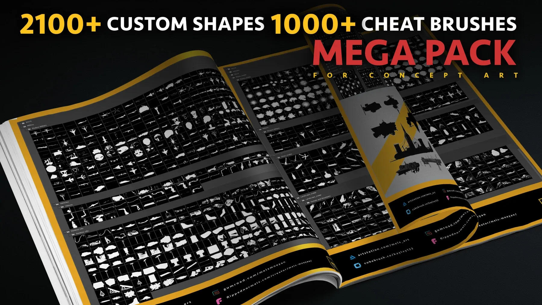 2100 + Custom shapes + 1000+ Cheat brushes Mega pack for Concept art