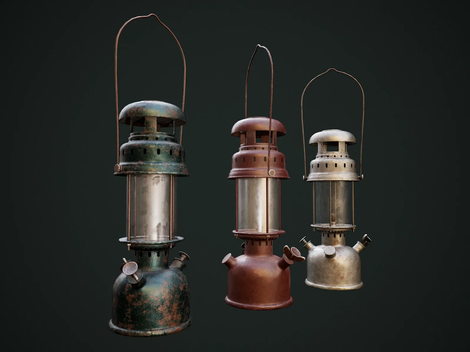 Gas Lamp with 3 Textures and 3 LODs - Game Ready