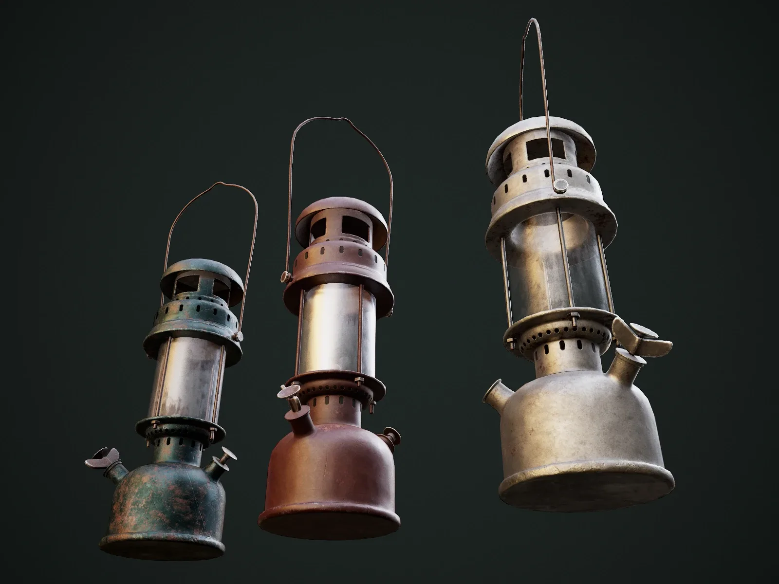 Gas Lamp with 3 Textures and 3 LODs - Game Ready