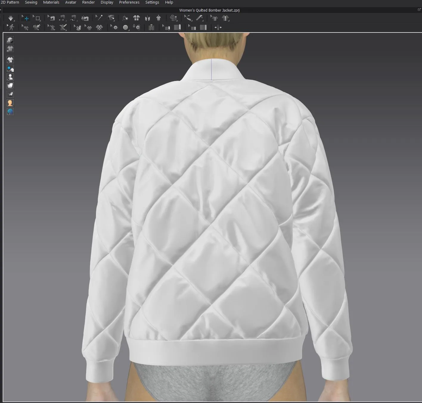 Women's Quilted Bomber Jacket , Marvelous Designer , Clo3d