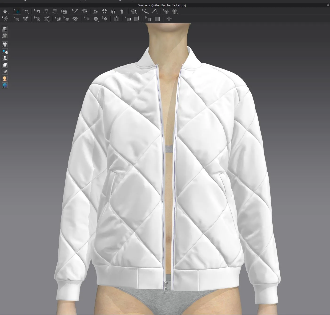 Women's Quilted Bomber Jacket , Marvelous Designer , Clo3d