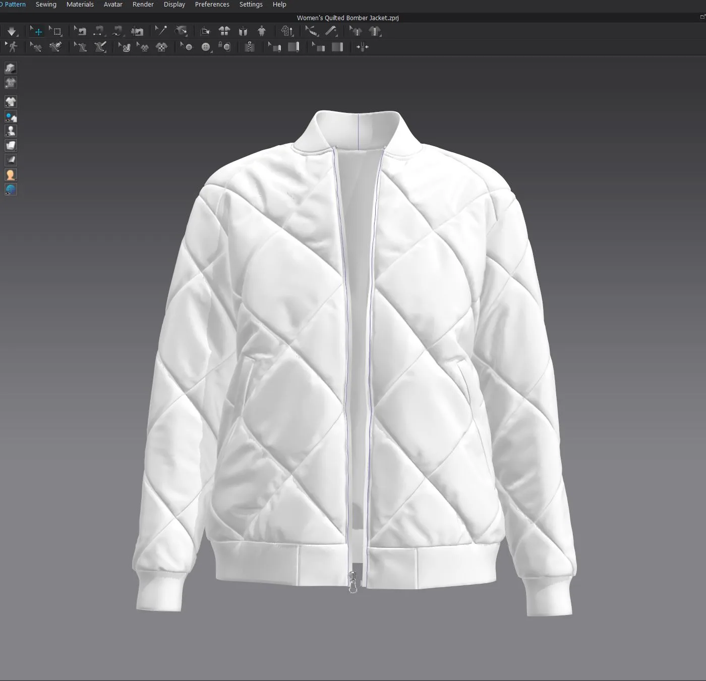 Women's Quilted Bomber Jacket , Marvelous Designer , Clo3d