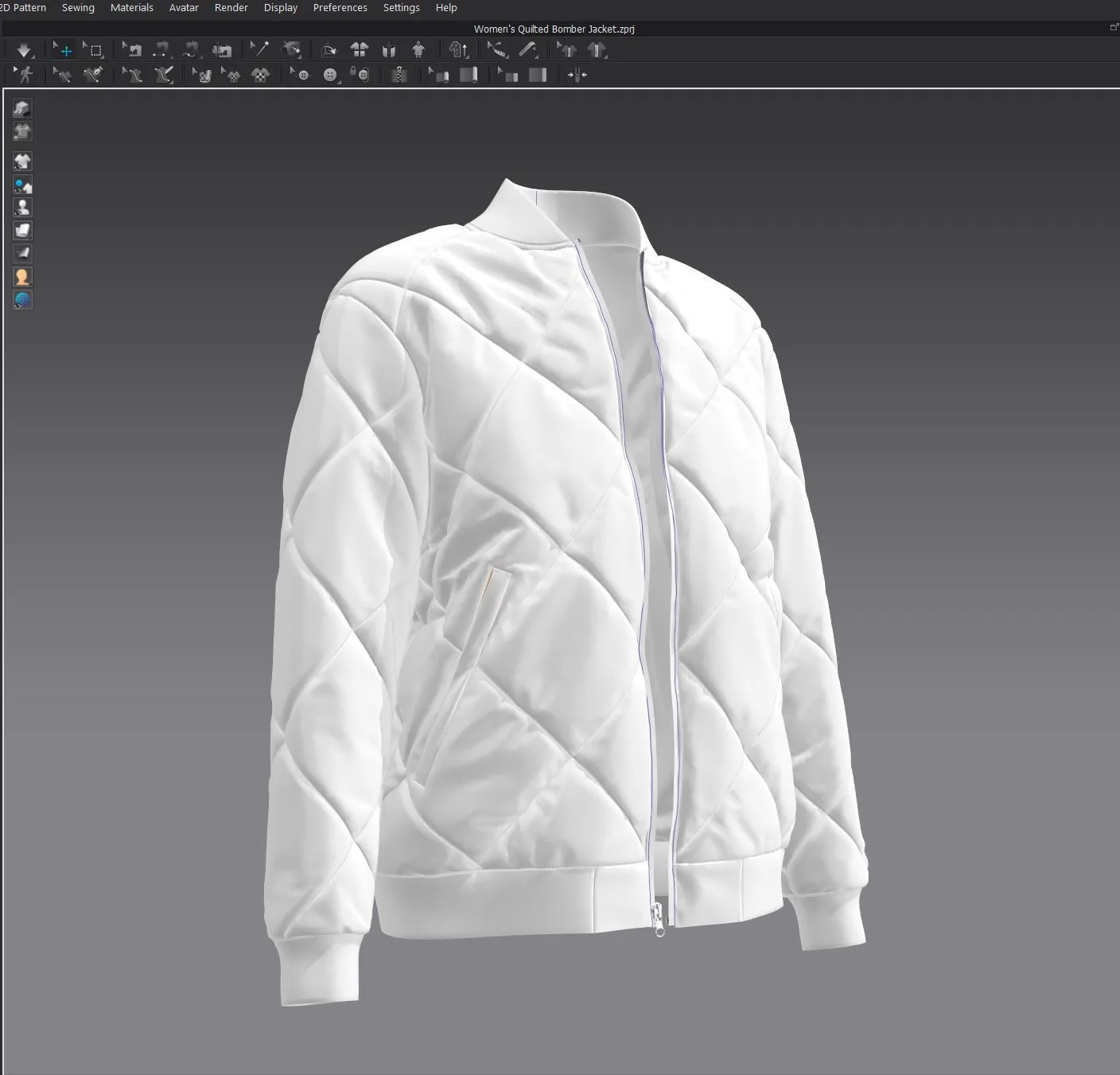 Women's Quilted Bomber Jacket , Marvelous Designer , Clo3d