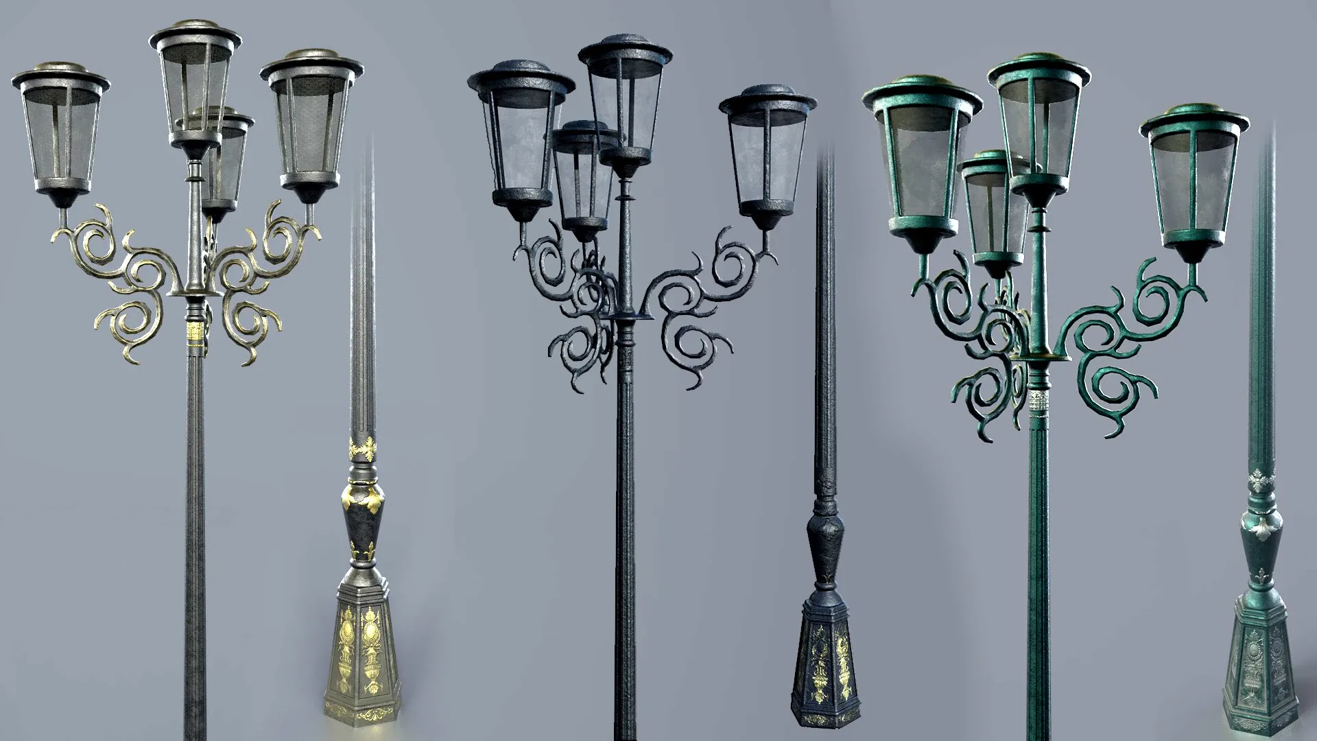 Street Lamp with 3 Textures and 3 LODs